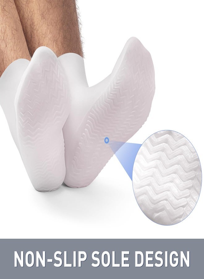 Aphlos Men's Silicone Moisturizing Socks 2 Pairs Pink/White, US Size 10 Extra Large Post-Pedicure Recovery Overnight Use, Long-Lasting Comfort Deep Hydration Foot Care for Dry, Cracked Skin & Calluses - Image 4